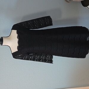 WHBM Scalloped Victorian Lace 3/4 Sleeve Midi Dress Lined Size Small